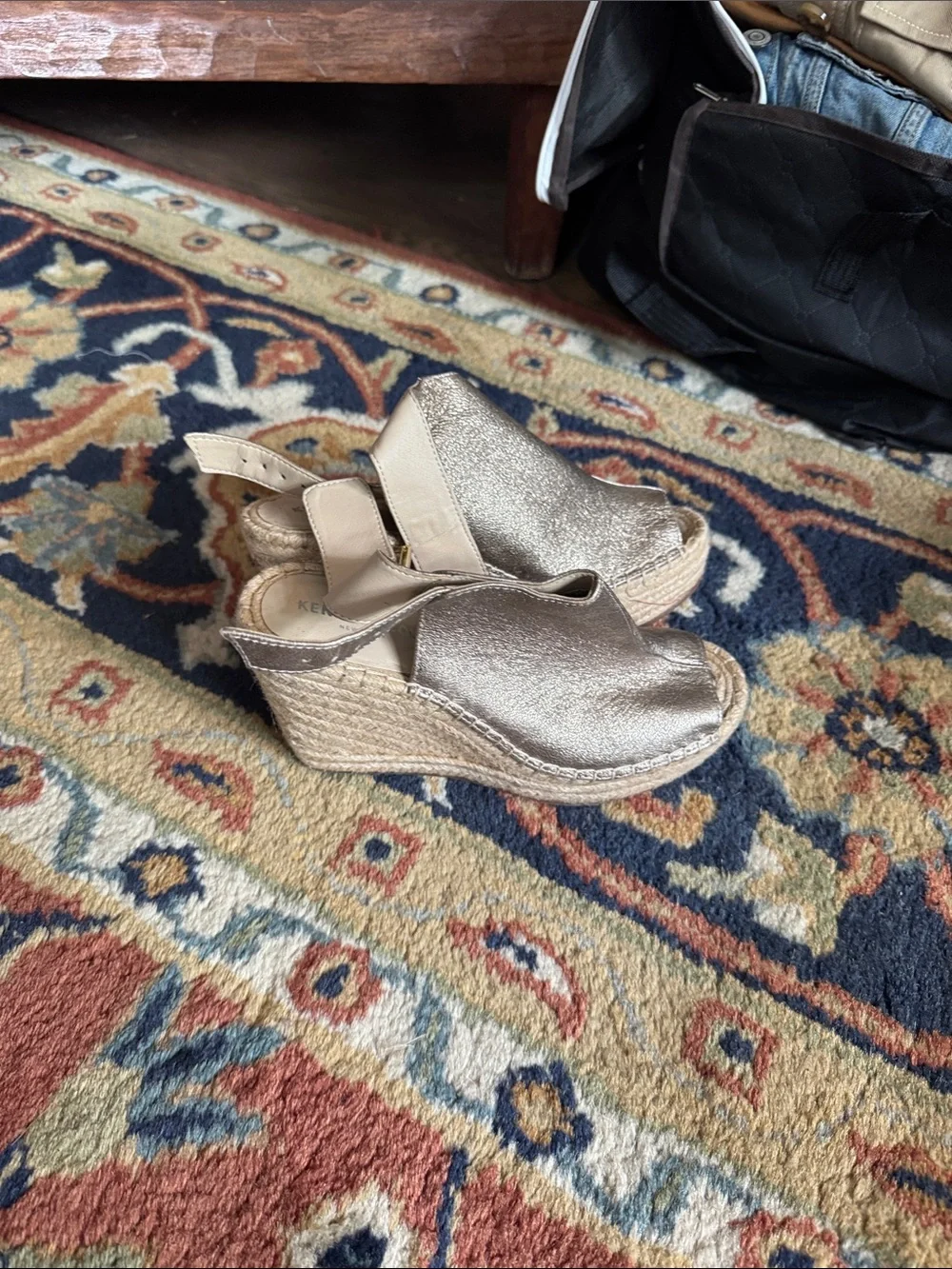 Kenneth Cole Metallic Gold Women's Espadrille Wedge Sandals